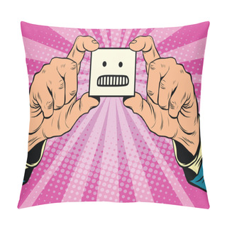 Personality  Anger Smiley Face In Hands Pillow Covers