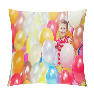 Personality  Laughing Boy Playing Among The Baloons Pillow Covers