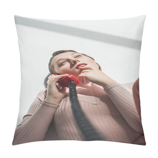 Personality  Girl With Vintage Phone Tube Pillow Covers