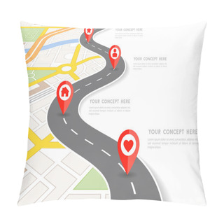 Personality  Vector Perspective City Map Infographic Pillow Covers