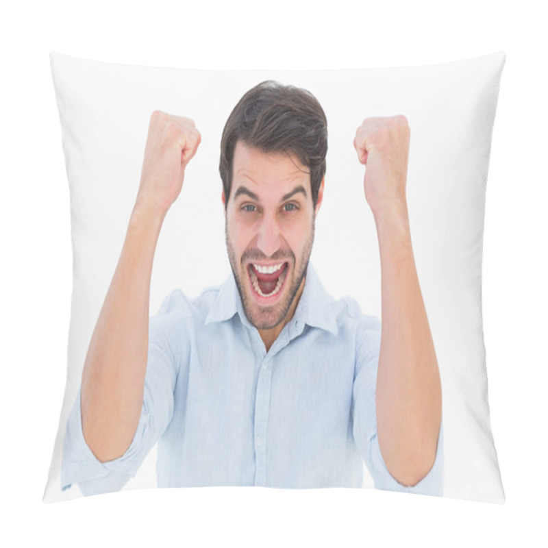 Personality  Cheering Man Looking At Camera Pillow Covers