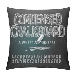 Personality  Condensed Chalk Alphabet Letters And Numbers, Vector Illustration. Pillow Covers