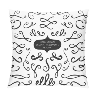 Personality  Set Of Ink Swooshes, Calligraphy Elements Pillow Covers