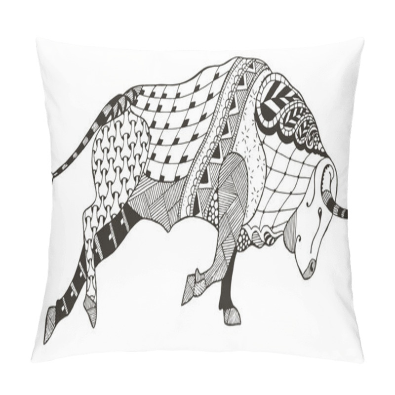 Personality  Zodiac sign - Taurus. Bull. Vector illustration. Zentangle stylized. Horoscope. Pattern. Hand drawn. Freehand pencil. pillow covers