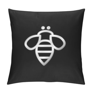 Personality  Bee Insect Outline Silver Plated Metallic Icon Pillow Covers