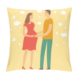 Personality  Pregnant Woman With Man Pillow Covers