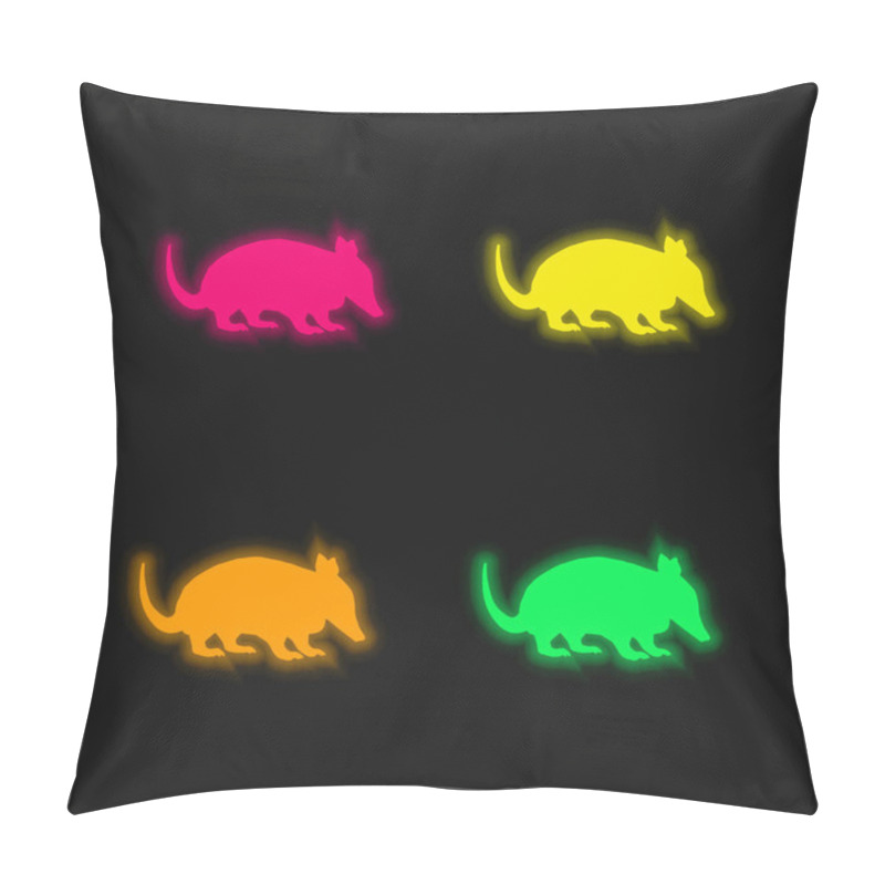 Personality  Ant Eater Shape four color glowing neon vector icon pillow covers