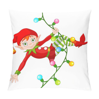 Personality  Elf Swinging On A Garland Pillow Covers