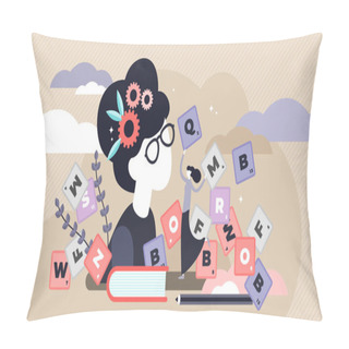 Personality  Vocabulary Vector Illustration. Flat Tiny Words Knowledge Persons Concept. Pillow Covers
