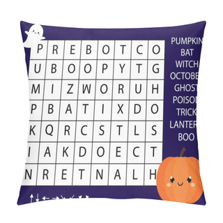 Personality  Educational Game For Children. Word Search Puzzle Kids Activity. Halloween Theme Learning Vocabulary. Pillow Covers