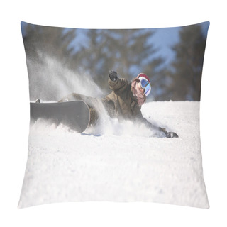Personality  Female Snowboarder Falling Down Pillow Covers