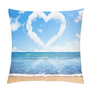 Personality  Beach And Sea. Heart Of Clouds On Sky. Symbol Of Love Pillow Covers