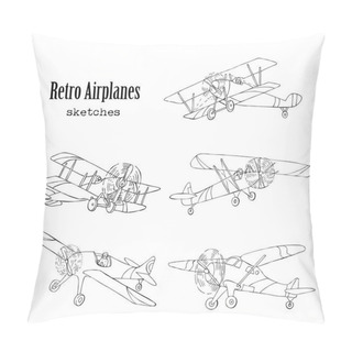 Personality  Background With Retro Airplanes Pillow Covers