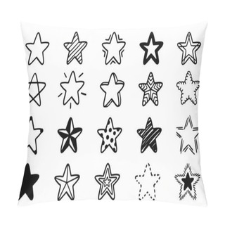 Personality  Vector Set Of Stars Shapes. Hand-drawn, Doodle Elements Isolated On White Background. Pillow Covers