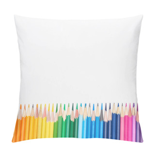 Personality  Rainbow Spectrum Made With Sharpened Color Pencils Isolated On White Pillow Covers