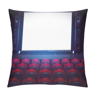 Personality  Movie Theater, Empty Cinema Hall With White Screen Pillow Covers