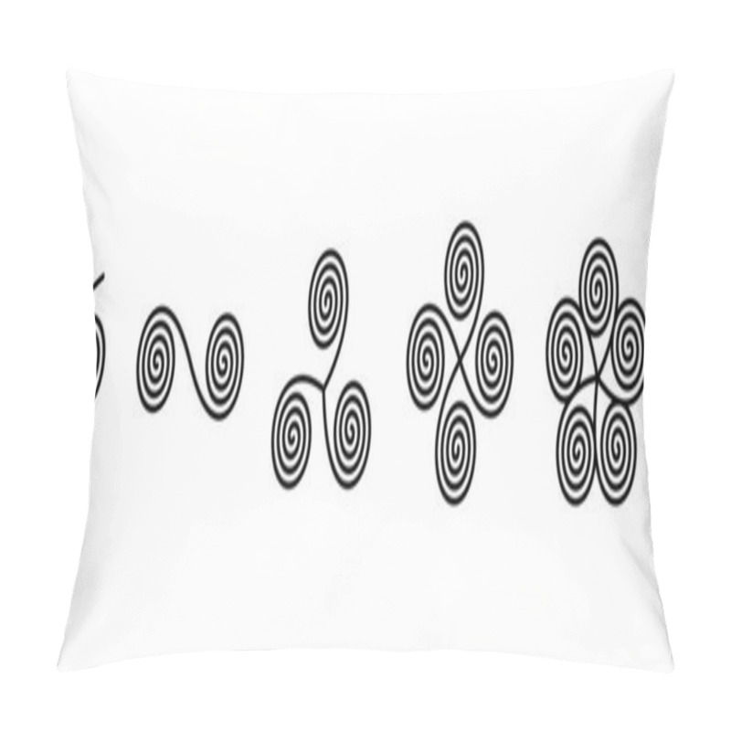 Personality  Connected linear spirals forming ancient symbols pillow covers