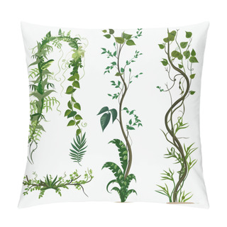 Personality  Tropical Vines Vegetation Vector Set Isolated On White Pillow Covers