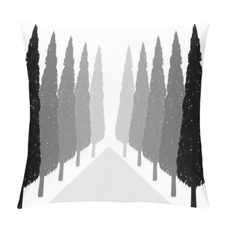 Personality  Decorative Trees Along The Road, Silhouette Vector Pillow Covers