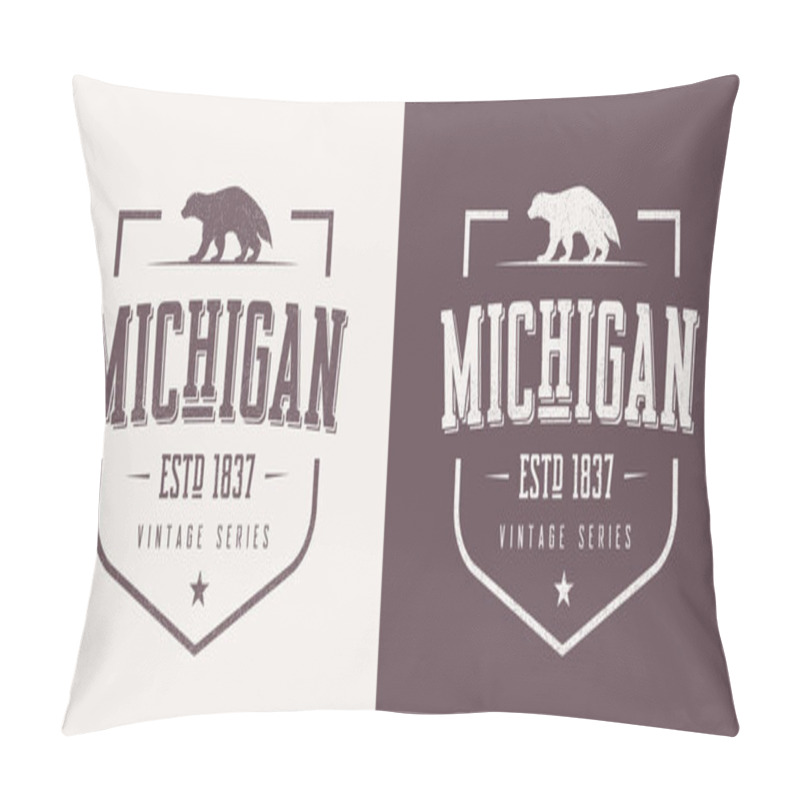 Personality  Michigan state textured vintage vector t-shirt and apparel desig pillow covers