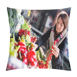 Personality  Young Woman At The Market Pillow Covers