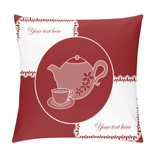 Personality  Vintage Card With Teapot. Vector Illustration Pillow Covers