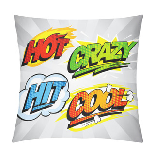 Personality  Hot, Crazy, Hit, Cool Pop-art Symbols. Pillow Covers