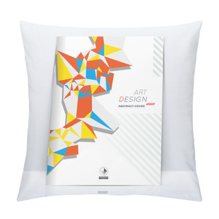 Personality  Abstract Composition. Patch Triangle. Brown, Yellow, Blue Colored Section Trademark. White A4 Brochure Title Sheet. Creative Logo Icon. Commercial Offer Banner Form. Ad Flyer Fiber. Headline Element Pillow Covers