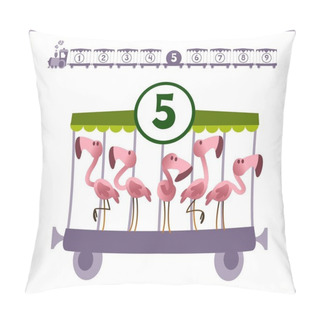 Personality  Train With Numbers And Animals Isolated On White Background Pillow Covers