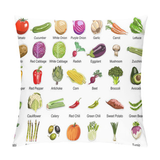 Personality  35 Vegetables Icons Pillow Covers