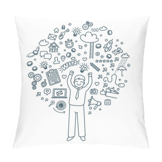 Personality  Business Doodles Icons Pillow Covers