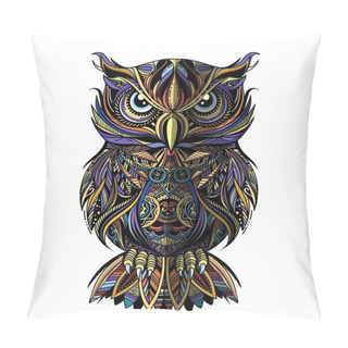 Personality   OWL Drawn In Zentangle Style. Antistress Freehand Sketch Drawing. Vector Illustration. Pillow Covers