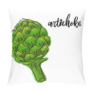 Personality  Fresh And Eye Catching Graphics. Watercolor Artichoke In Retro Style For Your Design. Can Be Used For The Design Of Menus, Booklets, Posters, Cards, Textiles. Vector Illustration. Pillow Covers