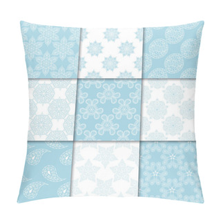 Personality  Blue And White Floral Ornaments. Collection Of Seamless Patterns For Paper, Textile Pillow Covers
