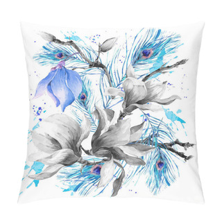 Personality  Watercolor Greeting Card With Blooming Flowers Magnolia Pillow Covers