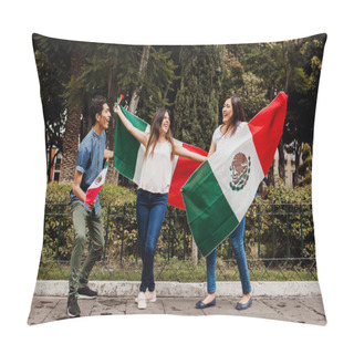 Personality  Viva Mexico, Mexican Guys With Flag Of Mexico In Independence Day In Mexico City Pillow Covers