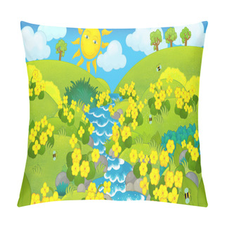 Personality  Cartoon Nature Scene Of A Meadow Pillow Covers