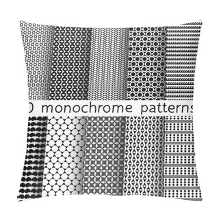 Personality  10 Monochrome Seamless Patterns For Universal Background. Black And White Colors. Endless Texture Can Be Used For Wallpaper, Pattern Fill, Web Page Background. Vector Illustration For Web Design. Pillow Covers
