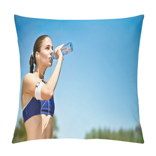 Personality  Woman Drinking Water After Sport Activities Pillow Covers