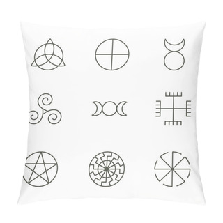 Personality  Pagan Ancient Symbols, Mystery Sacred Icons, Illustration Pillow Covers