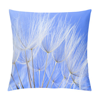 Personality  Dandelion Seeds On Blue Background, Close Up Pillow Covers