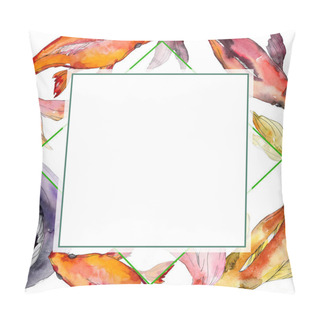 Personality  Aquatic Underwater Tropical Fish Set. Red Sea And Exotic Fishes Inside: Goldfish. Watercolor Background Illustration Set. Watercolour Drawing Fashion Aquarelle Isolated. Frame Border Ornament Square. Pillow Covers
