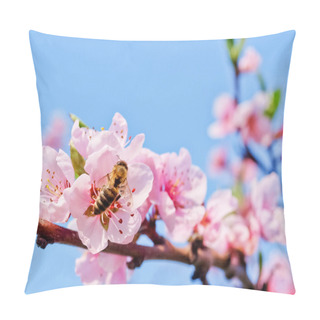 Personality  Bee On Peach Blossom Pillow Covers