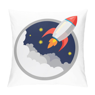 Personality  Rocket. Spaceship Icon In Flat Design Pillow Covers