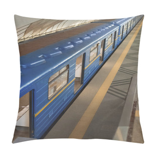 Personality  High Angle View Of Train At Subway Station  Pillow Covers