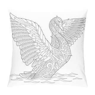 Personality  Zentangle Stylized Swan Pillow Covers