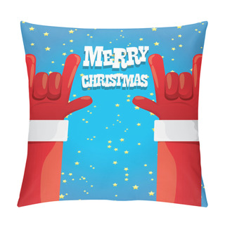 Personality  Santa Claus Hand Rock N Roll Vector Illustration. Pillow Covers