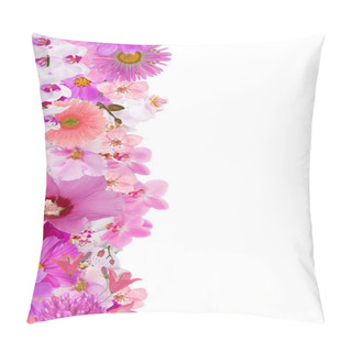 Personality  Pink Floral Strip Isolated On White Pillow Covers