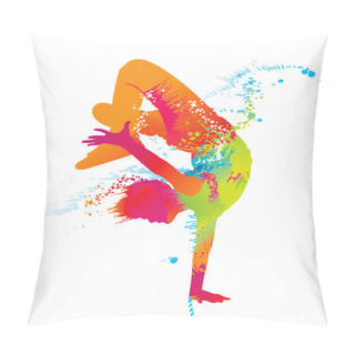 Personality  The Dancing Boy With Colorful Spots And Splashes On White Backgr Pillow Covers