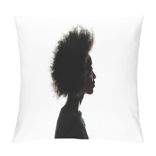 Personality  Silhouette Of African American Woman With Afro Hairstyle Isolated On White Pillow Covers